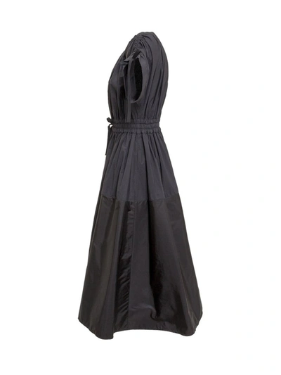 Shop Moncler Drawstring Flared Midi Dress In Black