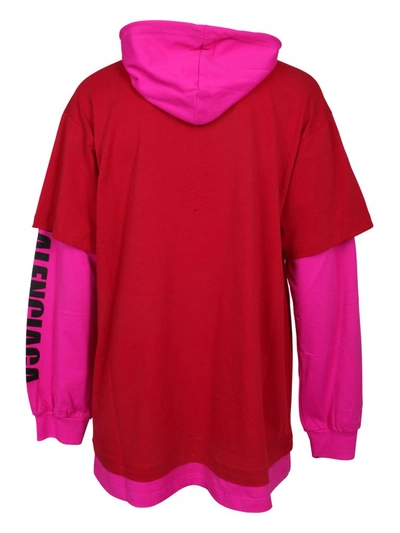 Shop Balenciaga Your Logo Here Layered Hoodie In Pink