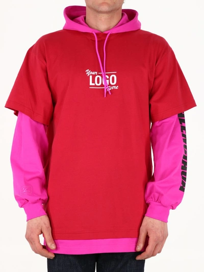 Shop Balenciaga Your Logo Here Layered Hoodie In Pink