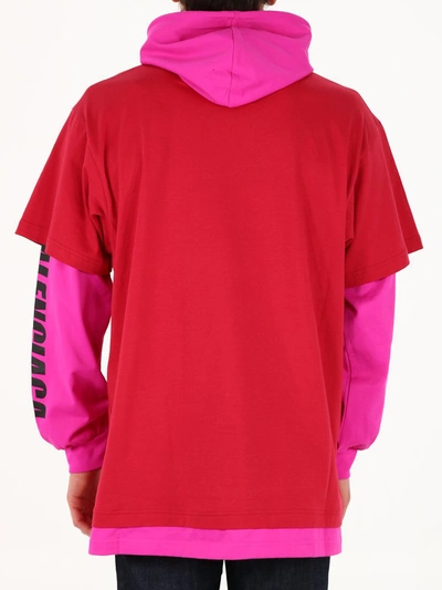 Shop Balenciaga Your Logo Here Layered Hoodie In Pink