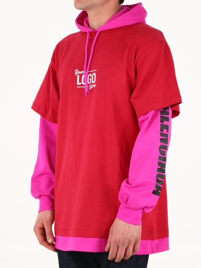 Shop Balenciaga Your Logo Here Layered Hoodie In Pink