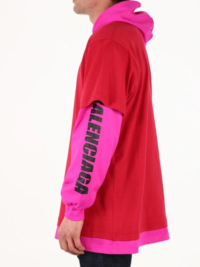 Shop Balenciaga Your Logo Here Layered Hoodie In Pink