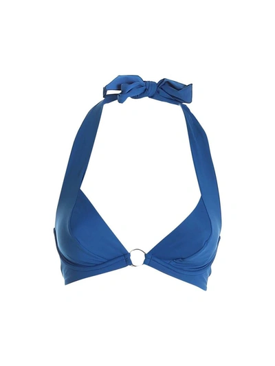 Shop Max Mara Beachwear Sweetheart Neckline Bikini Top In Blue