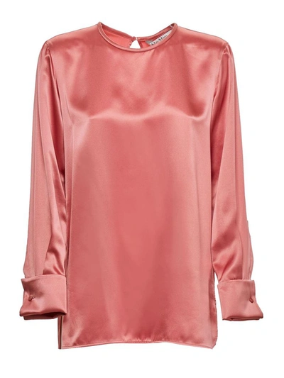 Shop Max Mara Sava Satin Blouse In Pink