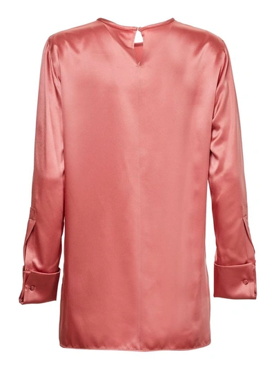 Shop Max Mara Sava Satin Blouse In Pink