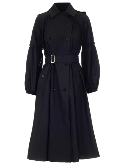 Shop Max Mara Double Breasted Trench Coat In Black