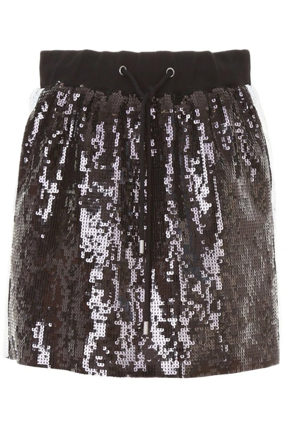 Shop Alberta Ferretti Sequinned Mini Skirt In Black