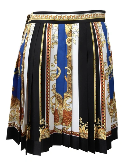 Shop Versace Renaissance Printed Pleated Skirt In Multi