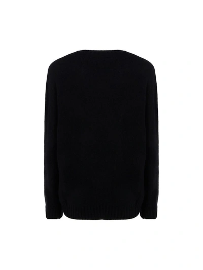 Shop Prada Logo Intarsia Crewneck Sweater In Black