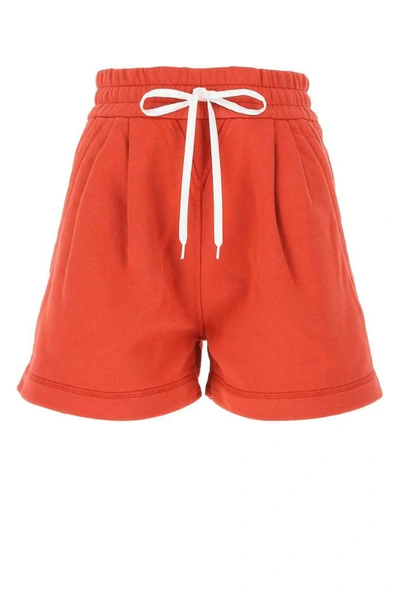 Shop Miu Miu Drawstring Sweat Shorts In Red