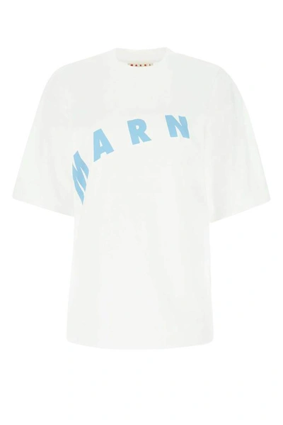 Shop Marni Logo Print T In White