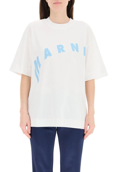 Shop Marni Logo Print T In White