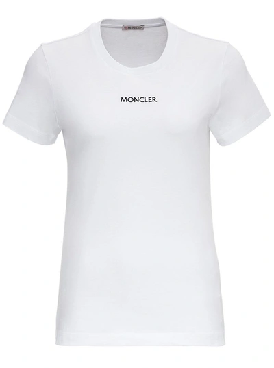 Shop Moncler Logo Embroidered T In White