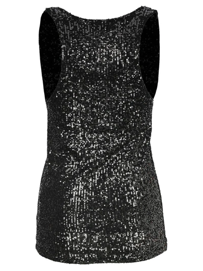 Shop Saint Laurent Sequins Sleeveless Top In Black