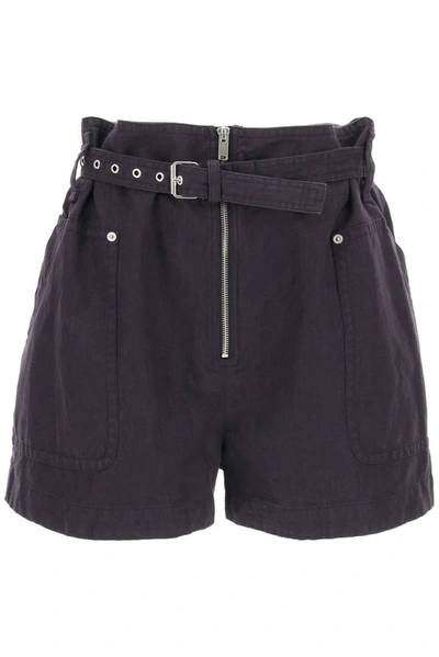 Shop Isabel Marant Étoile Parana Belted Shorts In Purple