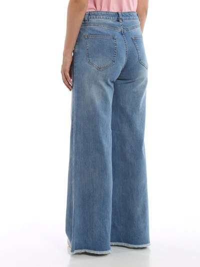 Shop Michael Michael Kors Frayed Flared Jeans In Blue