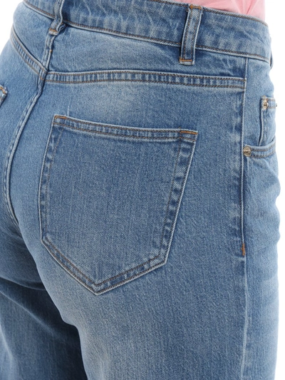Shop Michael Michael Kors Frayed Flared Jeans In Blue