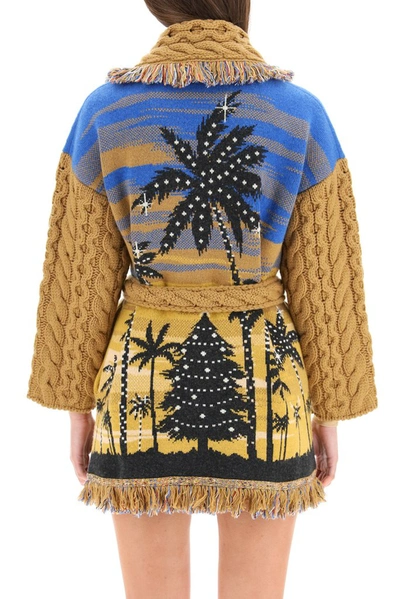 Shop Alanui Snoopy Christmas Fringed Cardigan In Multi