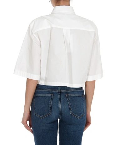 Shop Msgm Ruffled Cropped Short Sleeve Shirt In White