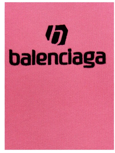 Shop Balenciaga Logo Embroidered Hoodie In Pink