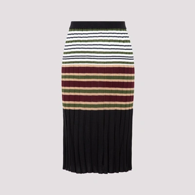 Shop Marni Striped Knit Midi Skirt In Multi
