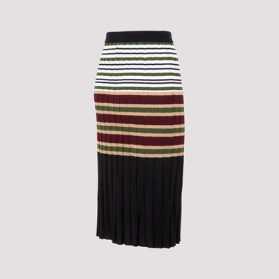 Shop Marni Striped Knit Midi Skirt In Multi