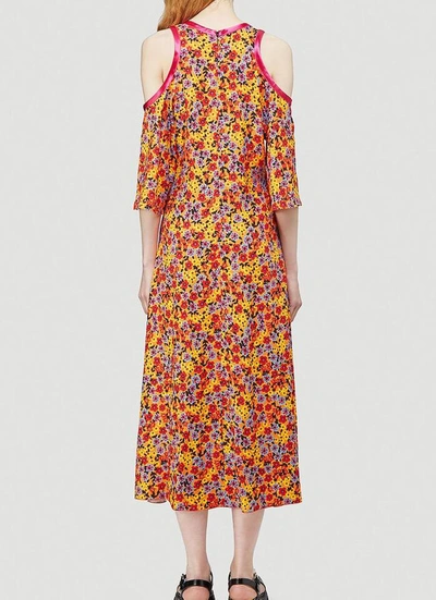 Shop Marni Printed Open Shoulder Dress In Multi