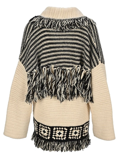 Shop Alanui Belted Fringed Cardigan In Multi