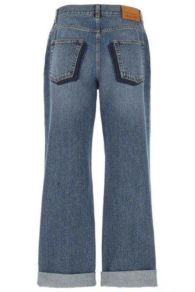 Shop Alexander Mcqueen High Waisted Cropped Jeans In Blue