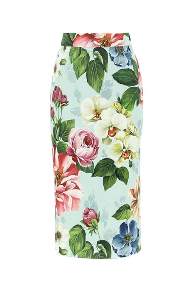 Shop Dolce & Gabbana Floral Print Skirt In Multi