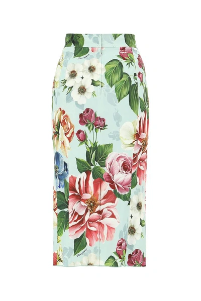 Shop Dolce & Gabbana Floral Print Skirt In Multi