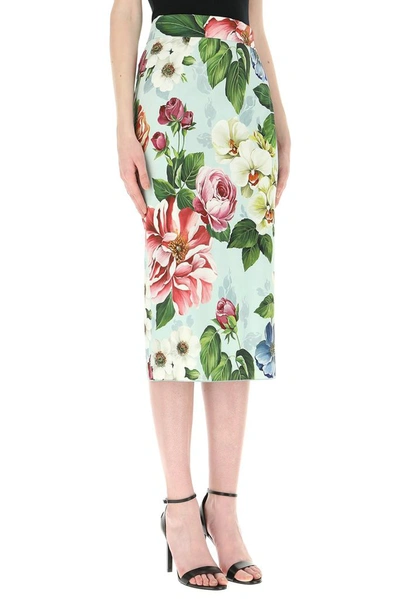 Shop Dolce & Gabbana Floral Print Skirt In Multi