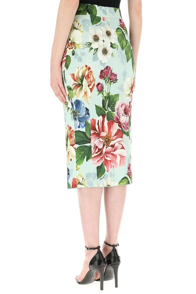 Shop Dolce & Gabbana Floral Print Skirt In Multi