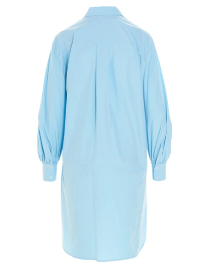 Shop Msgm Ruffled Shirt Dress In Blue