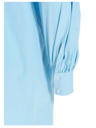 Shop Msgm Ruffled Shirt Dress In Blue