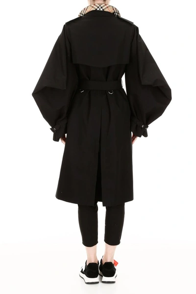 Shop Burberry Exaggerated Sleeves Trench Coat In Black