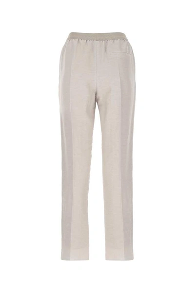 Shop Agnona Elasticated Waist Trousers In Beige