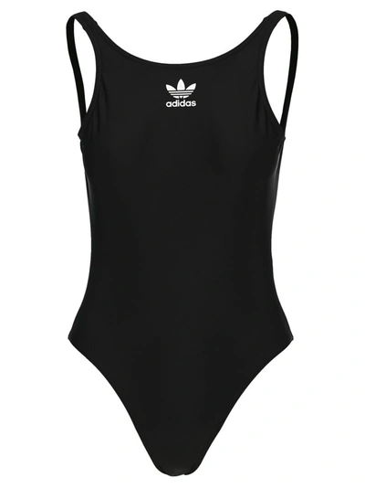 Shop Adidas Originals Trefoil Swimsuit In Black