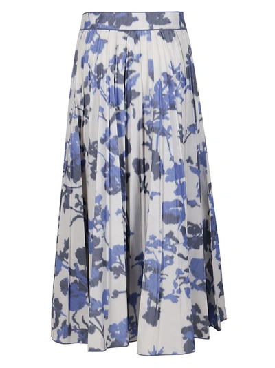 Shop Agnona Floral Printed Midi Skirt In Multi