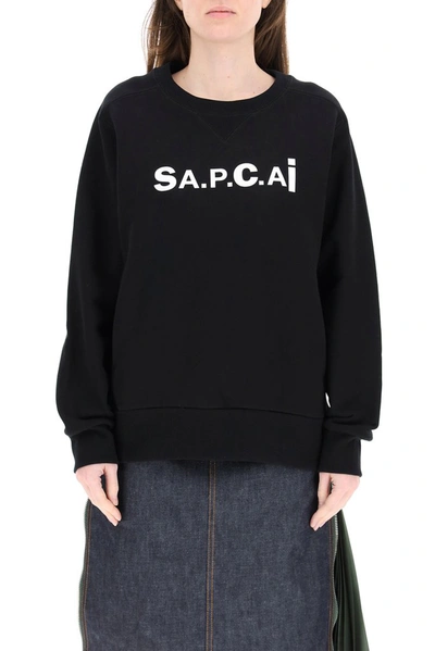 Shop Apc A.p.c. X Sacai Tani Crewneck Sweatshirt In Black