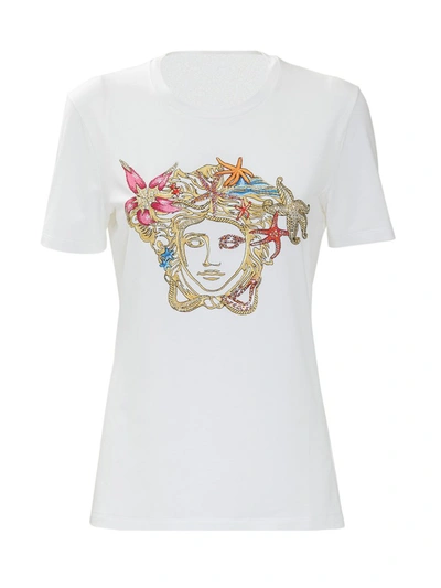 Shop Versace Trésor Medusa Embroidered T In White