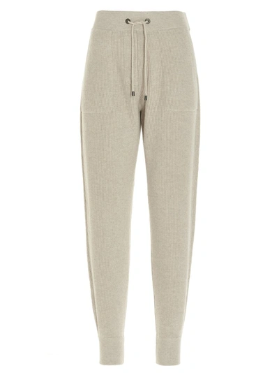 Shop Brunello Cucinelli Rib Knit Track Pants In Beige