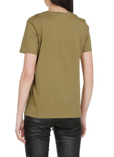 Shop Balmain Flocked Logo T In Green