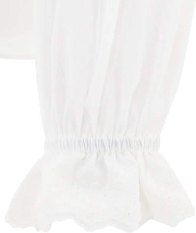Shop Saint Laurent Broderie Anglaise Frilled Tie Blouse In White
