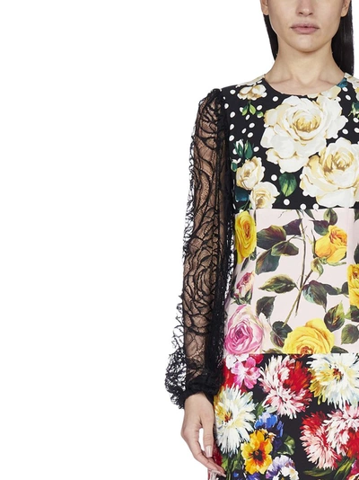 Shop Dolce & Gabbana Floral Patchwork Mini Dress In Multi