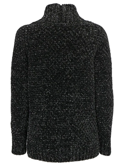 Shop Saint Laurent Metallic Blend Knitted Cardigan In Black