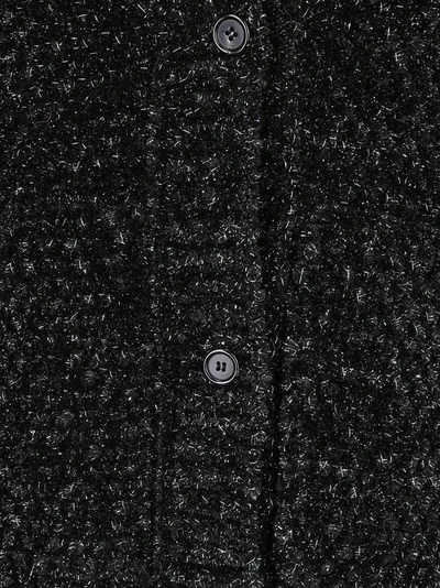 Shop Saint Laurent Metallic Blend Knitted Cardigan In Black