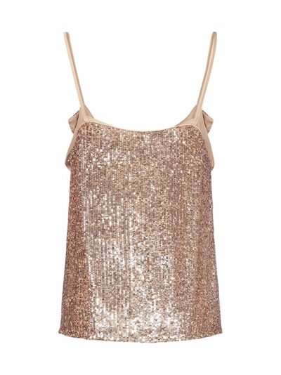 Shop Pinko Sequins Embellished Camisole In Gold