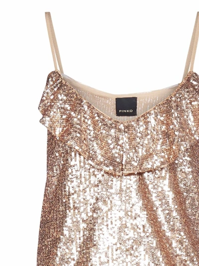 Shop Pinko Sequins Embellished Camisole In Gold