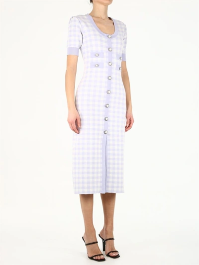 Shop Alessandra Rich Checkered Print Knit Midi Dress In Multi